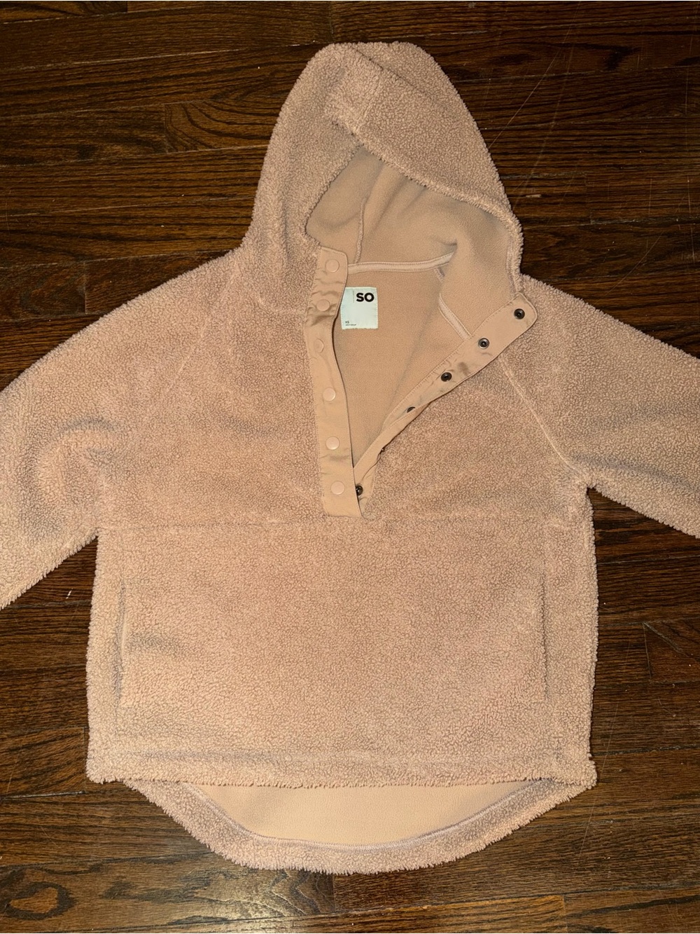 SO Cozy Snap-Front Teddy Hoodie in Blush